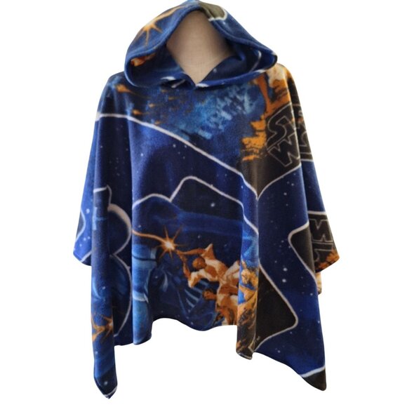 Star Wars Other - Star Wars Handmade  Fleece Poncho Hooded Blue Galaxy Medium Size Adult or Teen